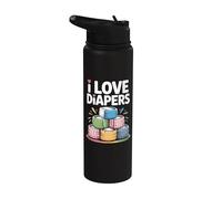 I Love Diapers Stack Umorismo Genitoriale Stainless Steel Insulated Water Bottle