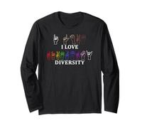 I Love Diversity Linguaggio dei segni Inspirational Equality Maglia a Manica
