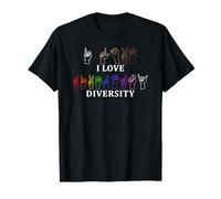 I Love Diversity Linguaggio dei segni Inspirational Equality Maglietta