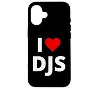 I Love DJs (con un cuore rosso) Custodia per iPhone 16