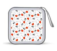 I Love Dog Theme Bone And Foot Funny CD Case Holder Organizer 40 Capacità DVD Collection Storage Bag Wallet Book per Auto Casa Viaggi