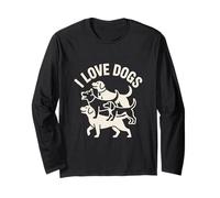I Love Dogs Adorabile Pup Lovers Unite Maglia a Manica