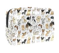 I Love Dogs and Bones - Trousse da donna, per articoli da toeletta da viaggio, grande, in PVC, con cerniera, Multi, 18.5x7.5x13cm/7.3x3x5.1in, Beauty case