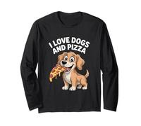 I Love Dogs And Pizza Cane Divertente Maglia a Manica