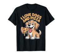 I Love Dogs And Pizza Cane Divertente Maglietta