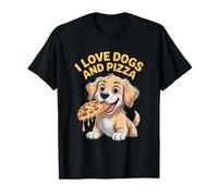 I Love Dogs And Pizza Cane Divertente Maglietta