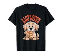 I Love Dogs And Pizza Cane Divertente Maglietta
