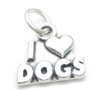 I Love Dogs ciondolo in argento sterling .925 x 1 ciondoli amanti del cane canin