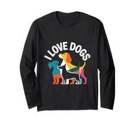 I Love Dogs - Design colorato con Animali Domestici Maglia a Manica