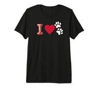 I Love Dogs Paw Prints Cuore Rosso Maglietta Premium