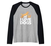 I Love Dogs - Simpatico Cucciolo Amante degli Animali Maglia con Maniche Raglan