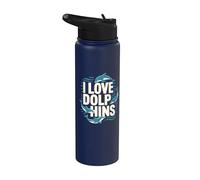 I Love Dolphins Creatura del Mare dell'Oceano Stainless Steel Insulated Water Bottle