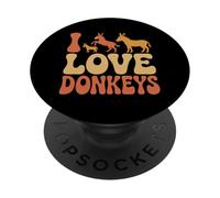I Love Donkeys - Simpatico design con animali PopSockets PopGrip Adesivo