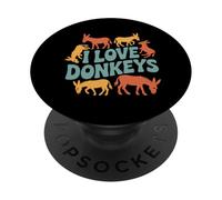 I Love Donkeys - Simpatico design con animali PopSockets PopGrip Adesivo