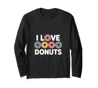 I Love Donuts, Divertente Design colorato per Pasticceria Maglia a Manica
