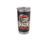 I Love Dragons Fantasy Creatura Bicchiere termico in acciaio inox doppia parete