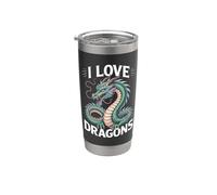 I Love Dragons Mitico Creatura Arte Bicchiere termico in acciaio inox doppia parete