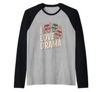 I Love Drama Theatre Maschere Commedia Maglia con Maniche Raglan