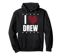 I Love DREW Nome Cool Heart Divertente Nome Personalizzato Felpa con Cappuccio