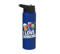 I Love Drinking Craft Birra Vino Cocktail Stainless Steel Insulated Water Bottle