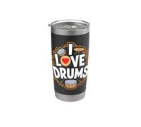 I Love Drums Appassionato Ritmo Groove Bicchiere termico in acciaio inox doppia parete