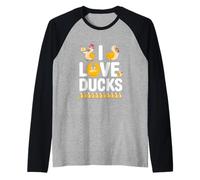 I Love Ducks Carino Anatroccolo Grafica Maglia con Maniche Raglan