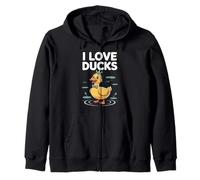 I Love Ducks Carino Giallo Anatroccolo Felpa con Cappuccio