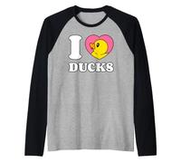 I Love Ducks Papere Paperella all'Interno di Un Cuore Maglia con Maniche Raglan