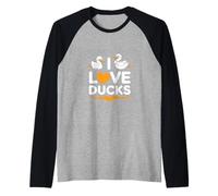 I Love Ducks - Simpatica paperella duo di design Maglia con Maniche Raglan