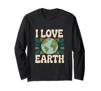 I Love Earth Eco Friendly Natura Verde Maglia a Manica