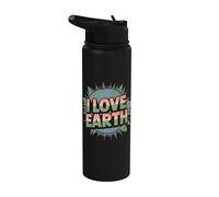 I Love Earth - Giornata della Terra Retro Stainless Steel Insulated Water Bottle