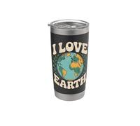 I Love Earth Globe messaggio ambientale Bicchiere termico in acciaio inox doppia parete