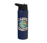 I Love Earth Globe messaggio ambientale Stainless Steel Insulated Water Bottle
