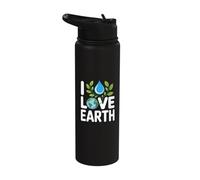 I Love Earth messaggio ambientale Stainless Steel Insulated Water Bottle