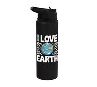 I Love Earth Nature Conservation Messaggio Stainless Steel Insulated Water Bottle