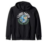 I love Earth Planet Nature Awareness Design Felpa con Cappuccio