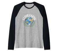 I love Earth Planet Nature Awareness Design Maglia con Maniche Raglan