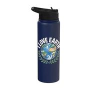I love Earth Planet Nature Awareness Design Stainless Steel Insulated Water Bottle