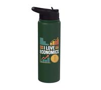I Love Economics Grafico e Grafico Design Stainless Steel Insulated Water Bottle