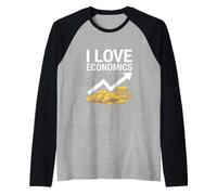 I Love Economics Monete Grafica Freccia Maglia con Maniche Raglan