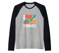 I Love Economics Passion Graph Monete Maglia con Maniche Raglan