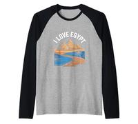 I Love Egypt Piramidi Nilo Adventure Maglia con Maniche Raglan