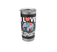 I Love Elephants Vibrant Heart Splash Bicchiere termico in acciaio inox doppia parete