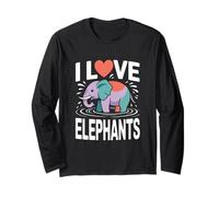 I Love Elephants Vibrant Heart Splash Maglia a Manica
