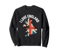 I Love England Union Jack Mappa Britannica Felpa