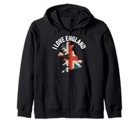 I Love England Union Jack Mappa Britannica Felpa con Cappuccio