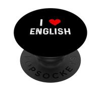 I Love English Heart Teach Teacher Professor Scrittore Scrittore PopSockets PopGrip Adesivo