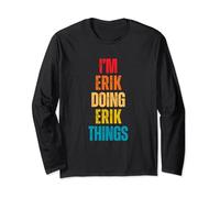 I Love Erik Personalizzato Retro Pattern Nome Maglia a Manica