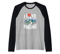 I Love Escursionismo Natura Montagne Avventura Deserto Trekking Maglia con Maniche Raglan
