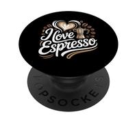 I Love Espresso Coffee Beans Cuore PopSockets PopGrip Adesivo